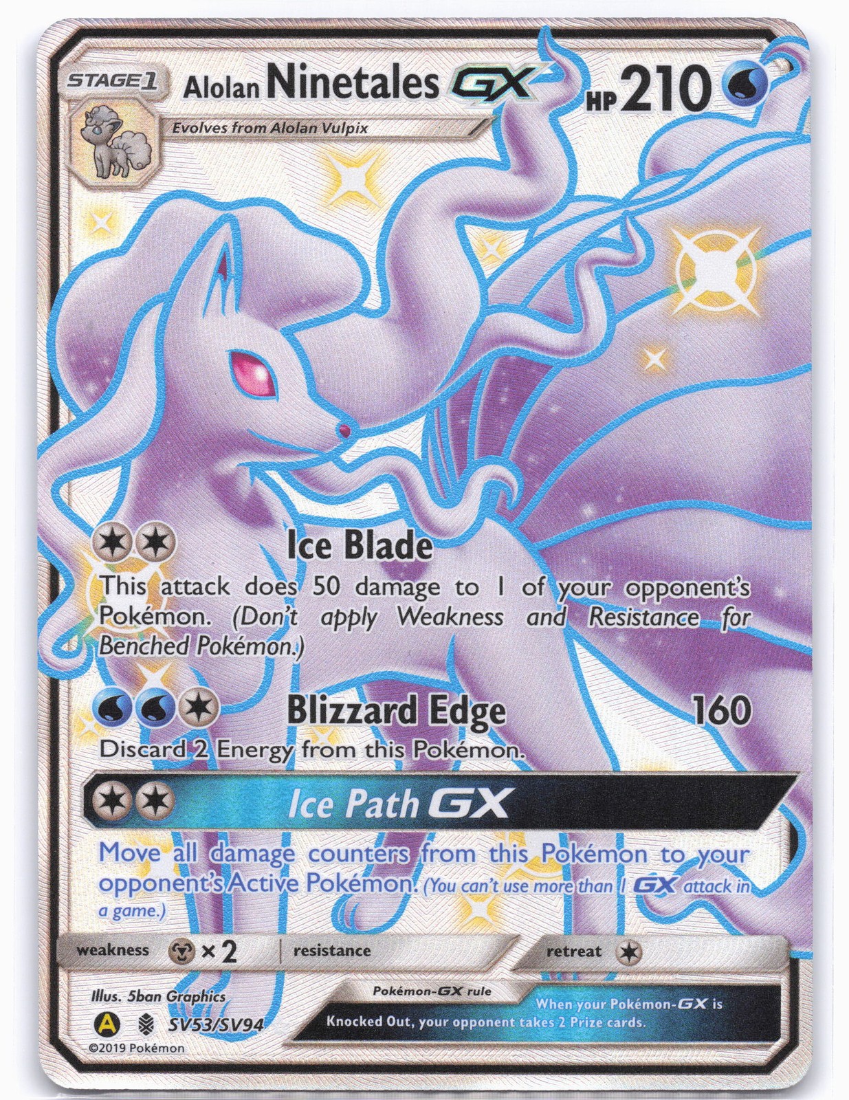 Hidden Fates: Shiny Vault #SV53/SV94 Alolan Ninetales GX