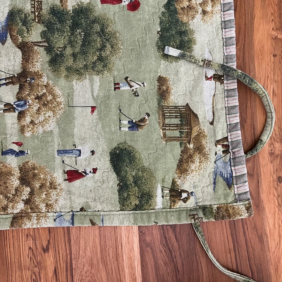 Vintage English Golf Country Course Quilted Cotton Wall Decor 39”x25” Old World - Image 3 of 4