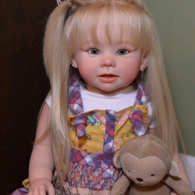 28'' Artist Finished Reborn Baby Doll Toddler Girl Long Hair Cloth Body Toy Gifts