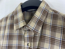 Vintage Levis Shirt Mens Large Beige Plaid Pearl Snap Long Sleeve Cowboy Western