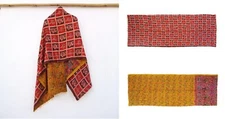 Silk Kantha Scarf Vintage Head Wrap Stole Dupatta Hand Quilted Women Gypsy