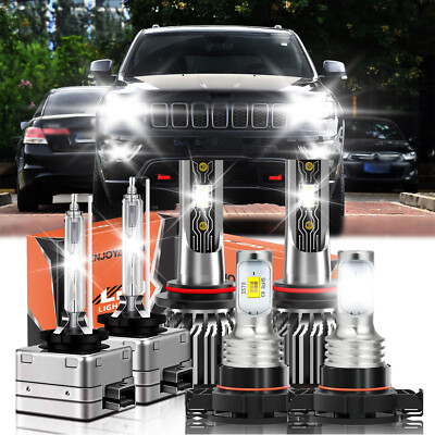 LED HID Headlight Combo + Fog Light Bulb White For Jeep Grand Cherokee 2011-2012
