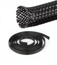 100ft - 1/4 inch PET Expandable Braided Sleeving – Black Cable Sleeve protector