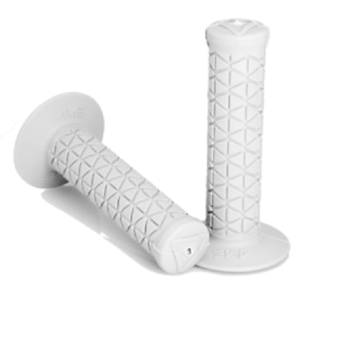 OLD SCHOOL BMX AME Tri Grips WHITE Bike Bicycle Grips PAIR with sticker - Afbeelding 1 van 1