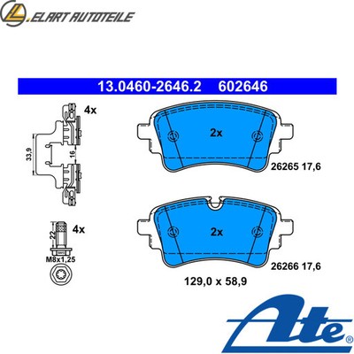 BRAKE LINING SET DISC BRAKE 13.0460-2646.2 FOR AUDI A4/B9/Allroad A5 A7 A6 A5