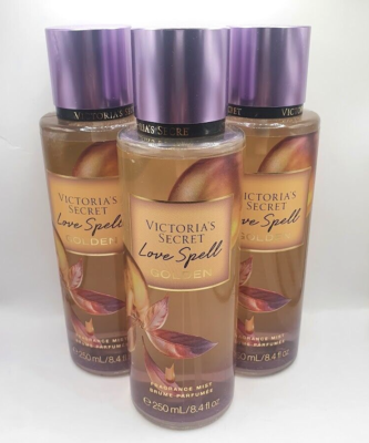VICTORIA'S SECRET LOVE SPELL GOLDEN BODY MIST 8.4 FL OZ (SET OF 3