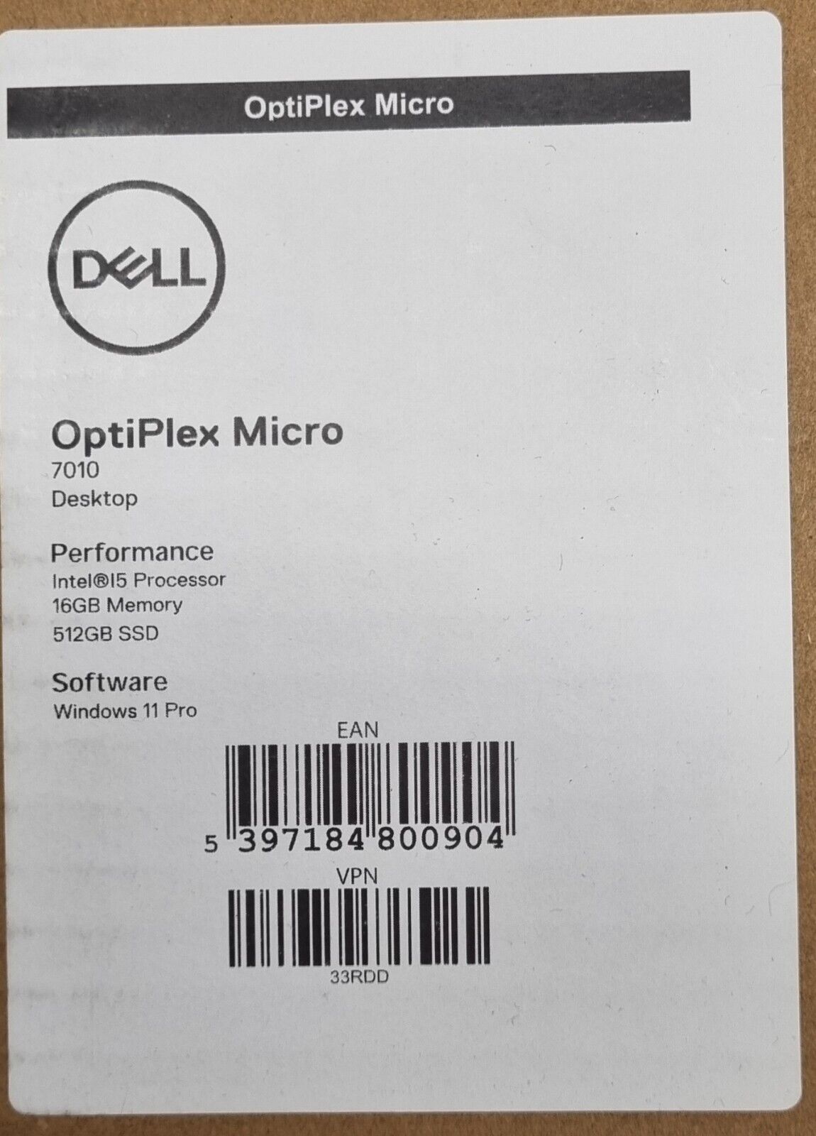 Desktop PC Dell OptiPlex Micro 7010, Original Verpackt, Garantie 