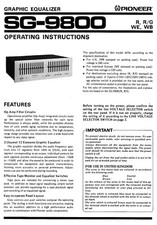 Manuale di istruzioni Operating Instructions per Pioneer SG-9800 