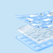 Cute Ice Bear Pet Cooling Pad 🐾❄️ Washable Summer Mat for Dogs & Cats