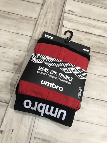 Umbro Boxer Trunks Mens XL Underwear Red Stretch Shorts Cotton 2 Pack A10 - Picture 2 of 6