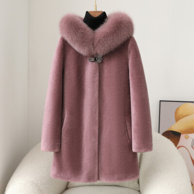 2024 Sheep Shearing Coat Mothers Real Wool Fur Coat Fox Fur