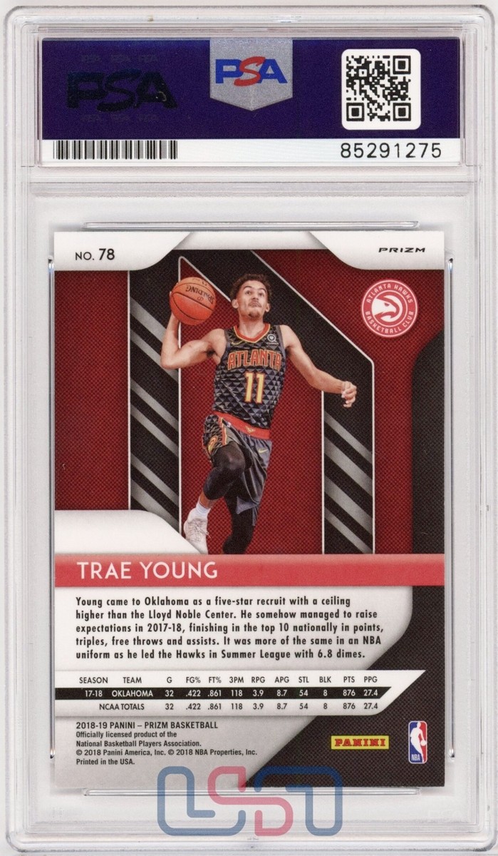 Trae Young Hawks Signed 2018-19 Panini Prizm #78 Red White & Blue