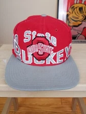 VINTAGE 90' OHIO STATE UNIVERSITY BUCKEYES RED APEX ONE SNAPBACK