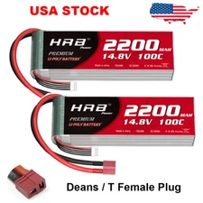 2pcs HRB 4S 2200mAh 100C Deans 14.8V LiPo Battery For RC Boat Drone Airplane Car
