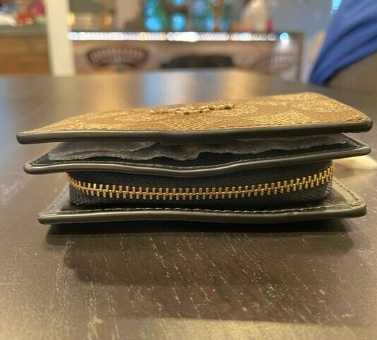 Coach+C3309+Women%27s+Leather+Snap+Wallet+-+Brown%2FBlack for sale ...