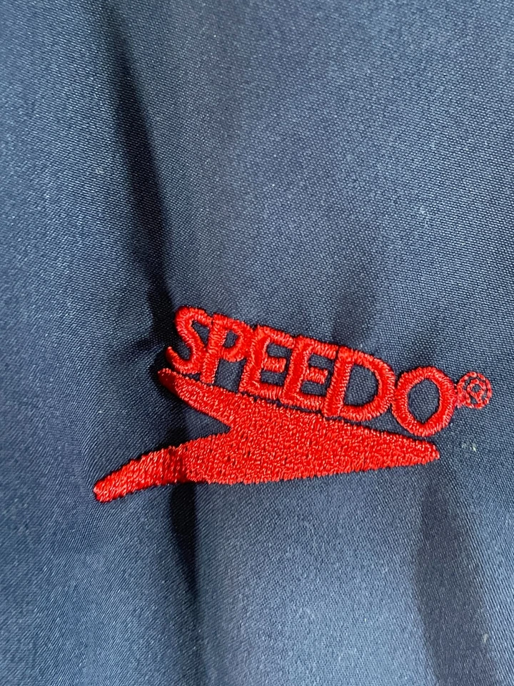 Chaqueta cortavientos transpirable Speedo cremallera completa vintage azul/rojo talla 1XLT larga/alta Foto 2 de 4