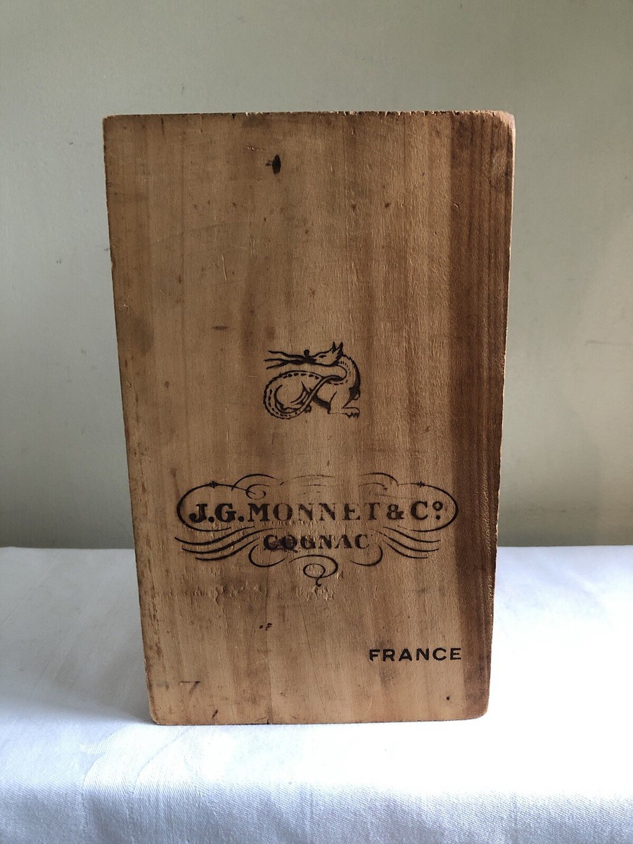 Vintage J. G. Monnet & Co. EMPTY Anniversaire Cognac Wood Box
