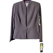 Karen Miller NEW YORK Formal Blazer Jacket Size 10 Gray Beaded Single Button NWT