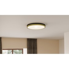 Quoizel Weldin LED 20" Flush Mount, Matte Black Gold/White Acrylic - WLN1620MBKG