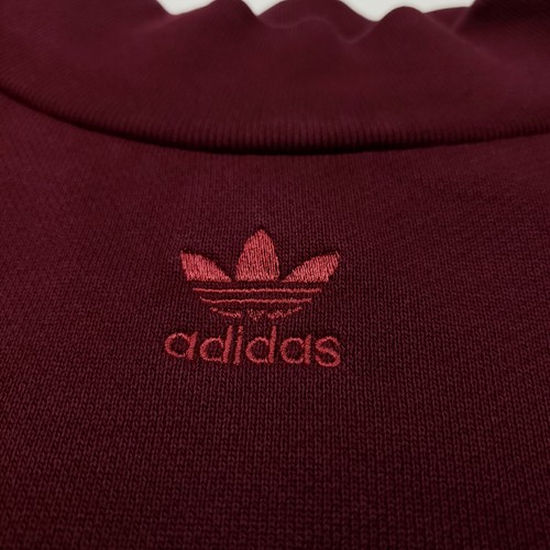Adidas Sweatshirt UK 12 Burgundy Womens Turtle Neck Jumper Pullover 3 Stripes - Picture 6 of 11