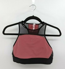 Victoria's Secret PINK Sports Bra S Pink Black Logo Longline Crop-READ