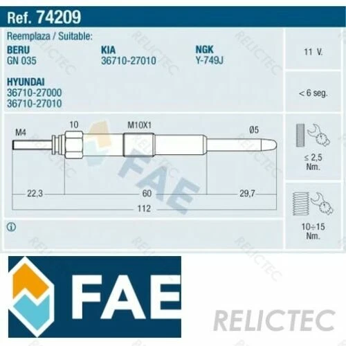 FAE Ignition Glow Plugs