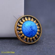 10X Brass Western Round Star Turquoise Rope Side Leathercraft Saddle Belt Concho