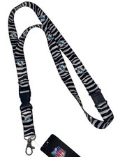 Miami Dolphins Black  White Zebra Print Lanyard Keychain Badge Holder