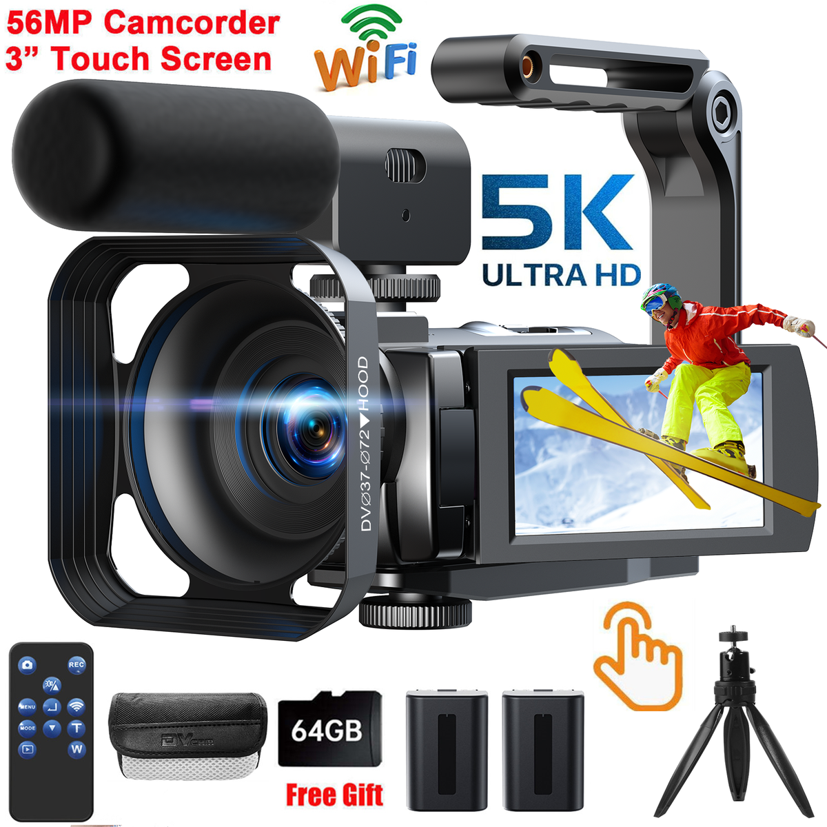 ✓UHD 5K DV Camcorder Video Camera 56MP Vlogging Camera Digital