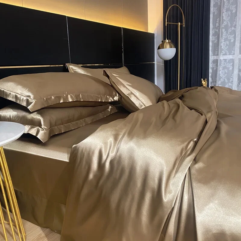 Комплект постельного белья из 100% шелка пододеяльник простыня наволочки двуспальный королевский размер - Изображение 4 из 4