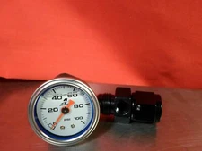 Fragola 495006-BL BLACK Straight Gauge Adapter and an EFI Fuel Pressure Gauge