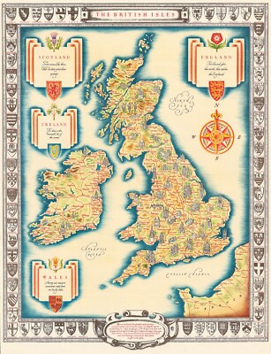 British Isles Railways Pictorial Map of Britain Wall Art Poster Home Decor