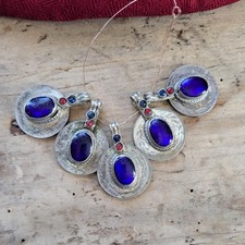 Kuchi Tribal Coin Pendants Kochi Adornment Blue 5x 20071 