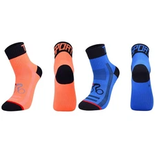 2 Pairs Cycling Socks Road Riding Bicycle Bike Sports Ankle Socks XC Blue Orange