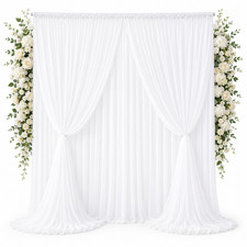 115" x 120" WHITE Chiffon Curtains Drapes Panel for Event Decor Backdrop Draping