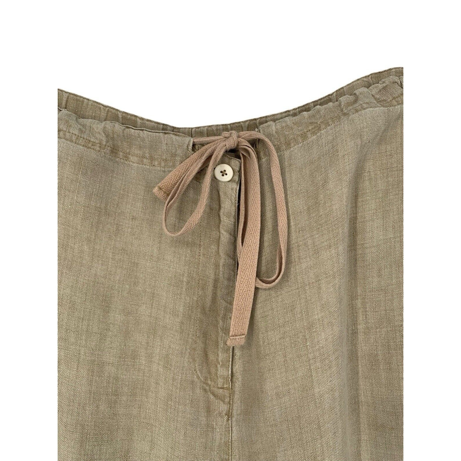 Vintage Linen Patchwork Drawstring Pants Baggy Wi… - image 4