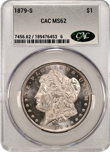 1879-S CACG MS62 Morgan Dollar, DMPL Obverse, Blast White, Choice Original CAC!