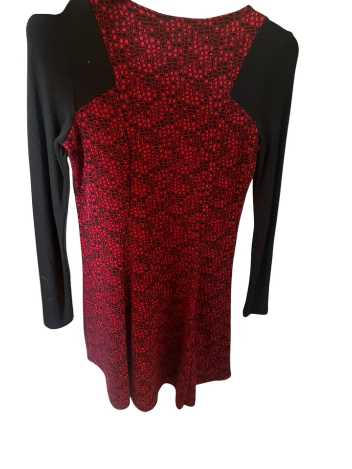 Vestido Arianne Rojo Y Negro Con Mangas Largas Cremallera Frontal Suave Envío Gratis Reino Unido Foto 4 de 4