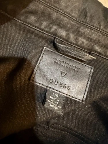 guess moto jacket large black denim asymmetric zip biker jacket men image 3