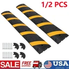 1/2PCS Rubber Speed Bump Driveway Cable Protector Ramp 6FT w/ 2 End Cap 25000lb
