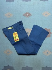 NEW Vintage 70s Caper bell bottom flare pants woven blue NWT DEADSTOCK 27x30