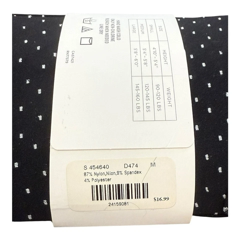 LOFT Outlet Textured Tights – Black with White Dotted Pattern – Size M - Image 4 of 4