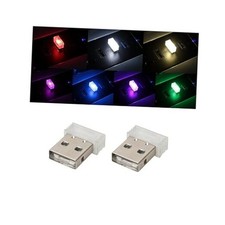 2 PCS USB LED Car Interior Atmosphere Lamp, Touch switching between 7 colors