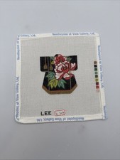 Black Floral Oriental Petite Kimono Handpainted Needlepoint Ornament Canvas LEE