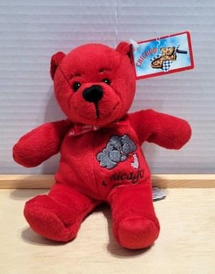 Vintage Symbols Chicago 2001 Plush Red Teddy Bear The Windy City Beanie Clean