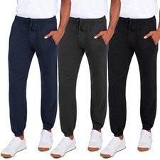Men's Fleece Joggers Pants  3 Pack  Athletic Loose-fit Sweatpants for Worko...