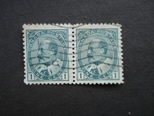Used Pair I Cent Green Stamps Canada Edward VII 1903 SG175