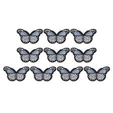 10 Pcs Butterfly Iron on Patch Sew on Decorative Patch, 2.9"Lx1.8"W, Sky Blue