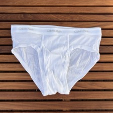 Calvin Klein CK mens white cotton classic fit with fly hip brief underwear