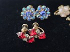 Vtg Lot Of 6 Pair Screwback Eearings Rhinestone Signed Coro Star Art 1/20 12k — photo 4